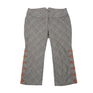 Vintage Y2K Taikonhu Anthropologie Grey Plaid Low Rise Capri Pants 10